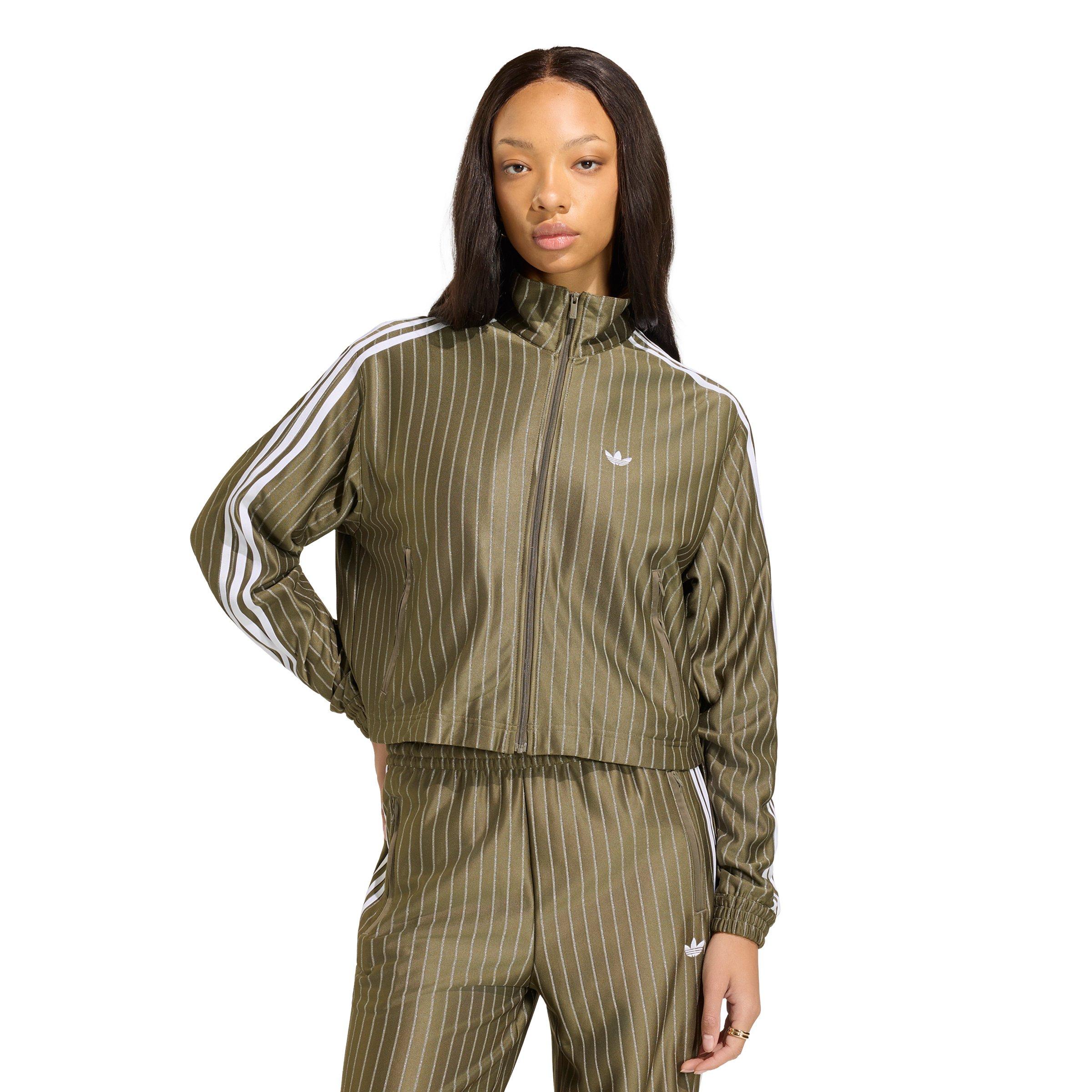 adidas Originals Women's Firebird Pinstripe Track Top - Brown/Silver - BROWN/SILVER